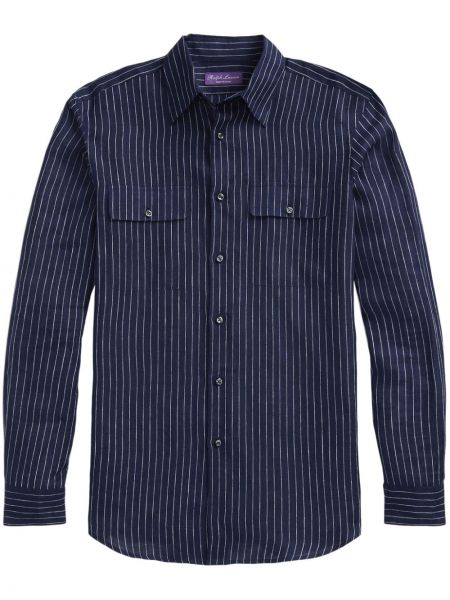 Lanena srajca s črtami Ralph Lauren Purple Label
