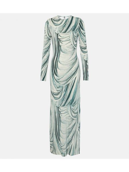 Μάξι φόρεμα με σχέδιο από ζέρσεϋ Rabanne μπλε