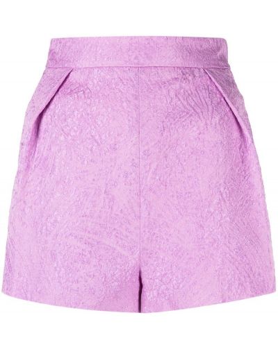 Pantalones cortos de cintura alta de tejido jacquard Msgm violeta