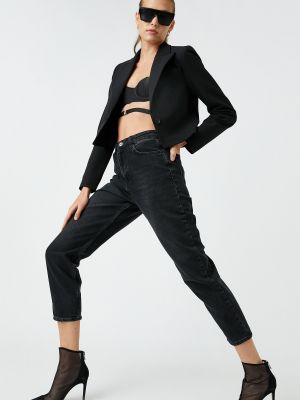 Skinny džíny s vysokým pasem relaxed fit Koton černé