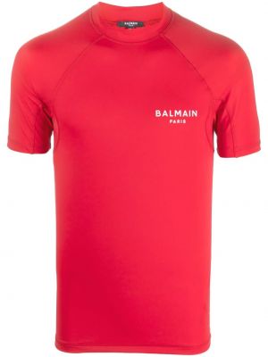 Тениска с принт Balmain червено