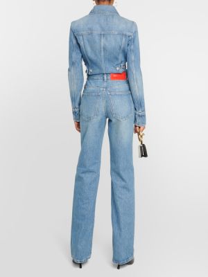 Straight fit džíny s vysokým pasem Ferragamo modré