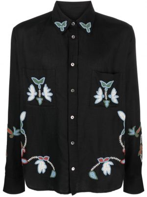 Kvetinová košeľa Baziszt čierna