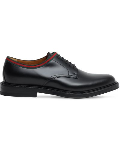 Pantofi derby cu șireturi din piele din dantelă Gucci negru