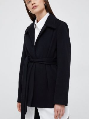 Krótki płaszcz wełniany Calvin Klein czarny