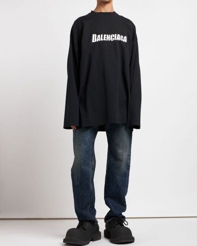 Medvilninis marškinėliai oversize Balenciaga juoda
