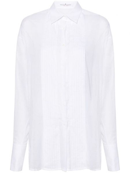 Plisēti kokvilnas krekls Ermanno Scervino balts
