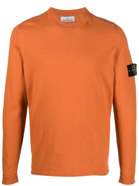 Плетен пуловер с кръгло деколте Stone Island оранжево