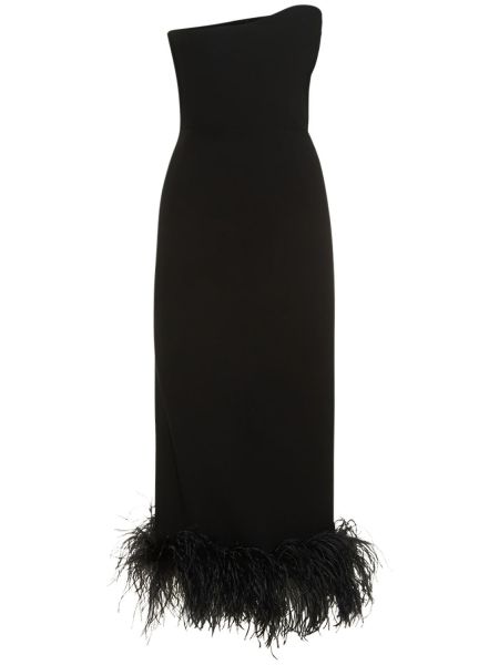 Krepa kleita ar šķēlumu ar spalvām 16arlington melns