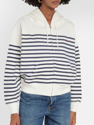 Svītrainas kokvilnas kapučdžemperis Polo Ralph Lauren balts