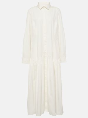 Bombažna midi obleka Polo Ralph Lauren bela
