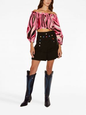 Krótka bluzka z nadrukiem w abstrakcyjne wzory Pucci różowa