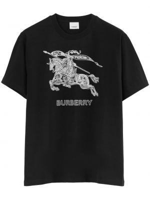 Raštuotas medvilninis marškinėliai Burberry juoda