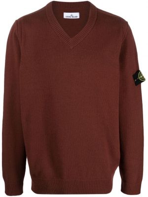Пуловер с v-образно деколте Stone Island кафяво
