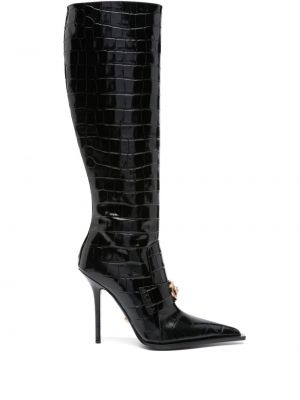 Kožené členkové topánky Versace čierna