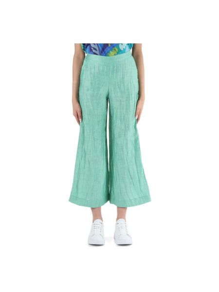 Lniane spodnie Maliparmi zielone