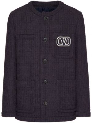 Veste avec applique en tweed Valentino Garavani bleu