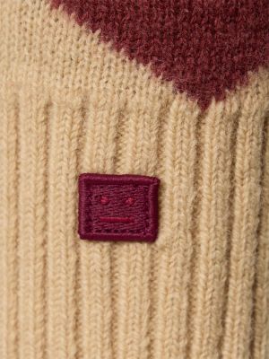 Cardigan di lana in tessuto jacquard Acne Studios beige