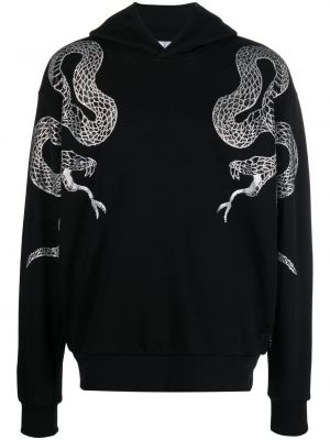Kapučdžemperis ar apdruku ar čūskas rakstu Philipp Plein melns