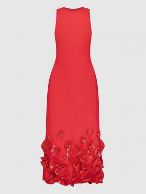 Шерстяное платье с аппликацией David Koma красное