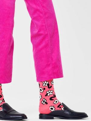 Čarape s cvjetnim printom Happy Socks ružičasta