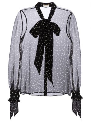 Шелковая блузка в горошек Saint Laurent черная