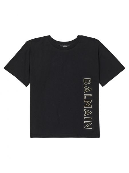 Trøje trykt bomuld t-shirt for drenge Balmain Kids sort