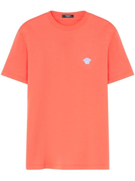 Памучна тениска Versace оранжево