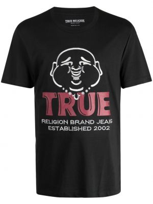 Bavlnené tričko s potlačou True Religion čierna