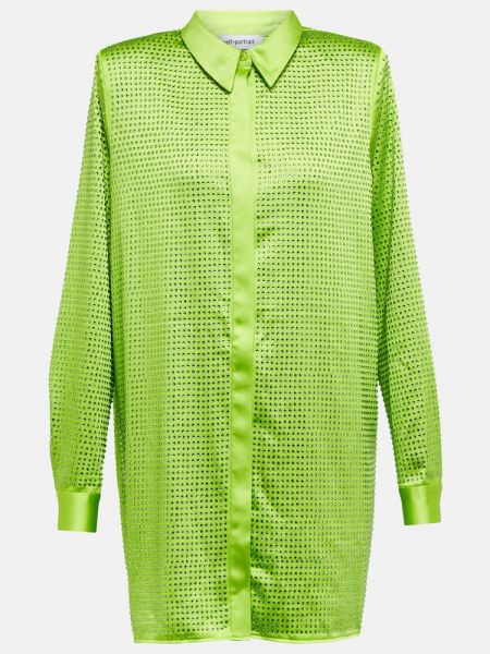 Camisa de raso Self-portrait verde