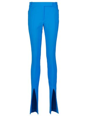 Rovné kalhoty s vysokým pasem z polyesteru The Attico - modrá