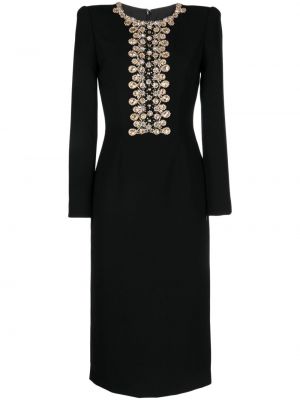 Midi obleka s kristali Jenny Packham črna
