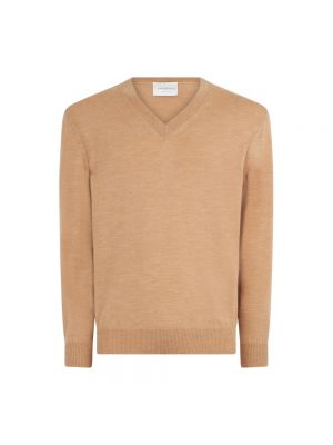 Sweter z dekoltem w serek Ballantyne brązowy