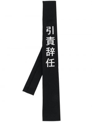 Vlnená kravata s výšivkou Yohji Yamamoto čierna