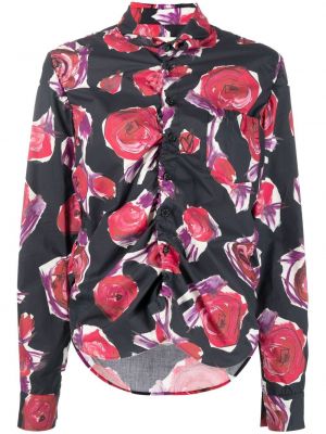 Bluza s cvetličnim vzorcem s potiskom Marni črna