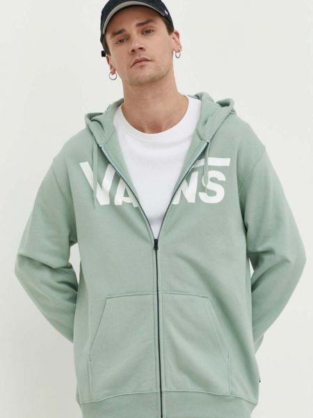 Pamučna hoodie s kapuljačom Vans zelena