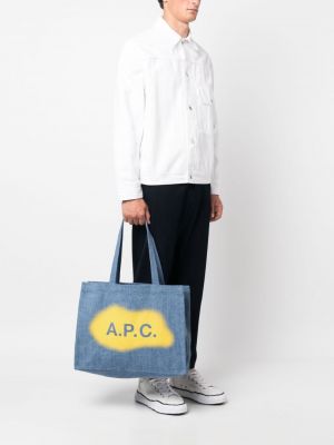 Shopper en coton à imprimé A.p.c. bleu