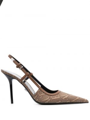 Pantofi cu toc slingback Versace maro