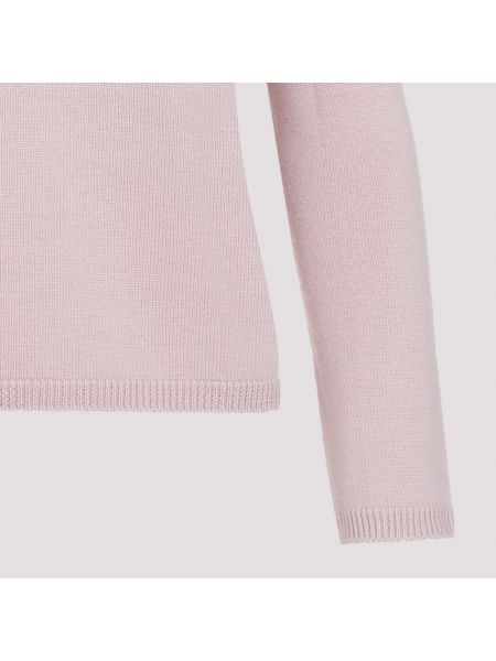 Jersey cuello alto de lana con cuello alto de tela jersey Max Mara rosa