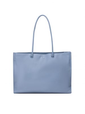 Jednofarebná kožená nákupná taška na zips Usha Blue Label - modrá