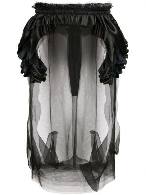 Fustă de mătase din șifon transparente Maison Margiela negru