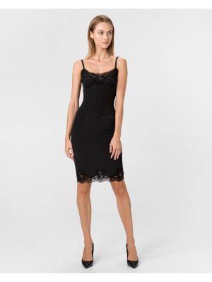Bavlněné hedvábné šaty Dolce & Gabbana - černá