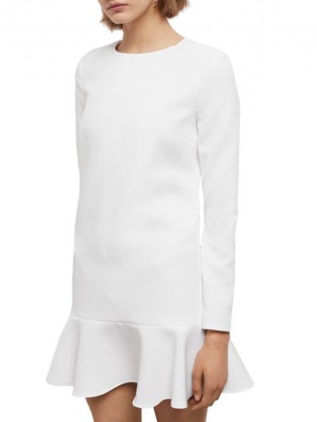 Платье с длинными рукавами и оборками по подолу The Kooples, White