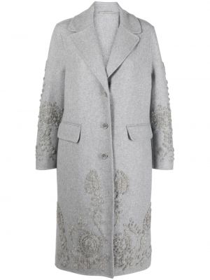 Květinový kabát Ermanno Scervino šedý