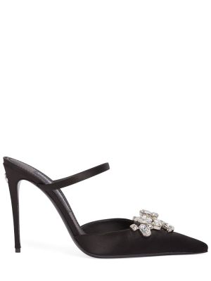 Papuci tip mules din satin Dolce & Gabbana negru