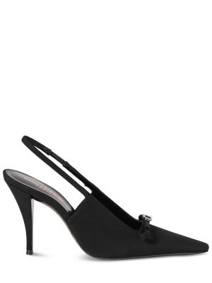 Копринени полуотворени обувки с квадратен връх с отворена пета Saint Laurent черно