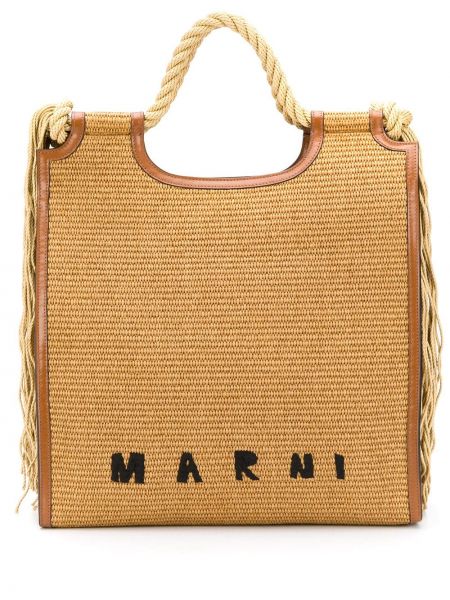 Τσάντα shopper Marni καφέ