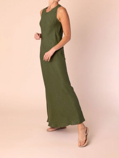 Lněné šaty Aspesi zelené