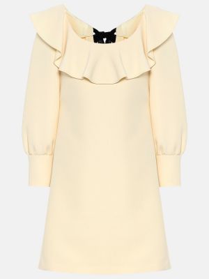 Mini vestido de lana de seda Miu Miu blanco