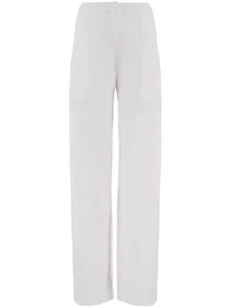 Lněné rovné kalhoty Ferragamo bílé